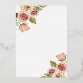 ピンクかわいらし金ゴールドフローラエレガントな結婚式 箔招待状 (裏面)