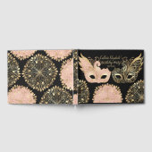 ピンクかわいらし金ゴールドブラックマスカレードマスク誕生日 ゲストブック (全面)