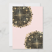 ピンクかわいらし金ゴールドブラックマスカレードマスク誕生日 招待状 (裏面)