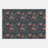 ピンクかわいらし金ゴールドブルーバラ ラッピングペーパーシート (正面2)