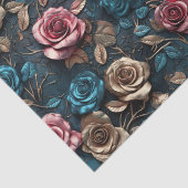 ピンクかわいらし金ゴールドブルーバラ 薄葉紙 (詳細)