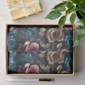 ピンクかわいらし金ゴールドブルーバラ 薄葉紙 (ギフト)