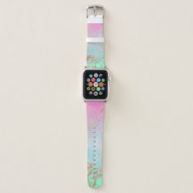 ピンクかわいらし金ゴールドマーブルカスタムジュエルapple watch