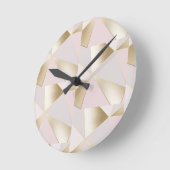 ピンクかわいらし金ゴールド幾何学模様 ラウンド壁時計 (傾斜)