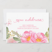 ピンクかわいらし金ゴールド水色フローラ新しいアドレス 案内状 (正面)