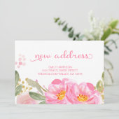 ピンクかわいらし金ゴールド水色フローラ新しいアドレス 案内状 (スタンド正面)