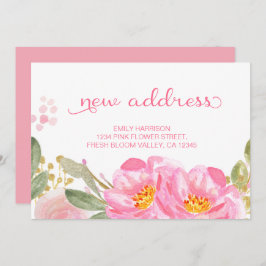 ピンクかわいらし金ゴールド水色フローラ新しいアドレス 案内状