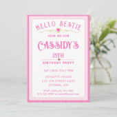 ピンクかわいらし13誕生日 招待状 (スタンド正面)