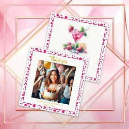 ピンクかわいらし30歳の誕生日お祝いありがとう サンキューカード