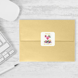 ピンクかわいらし30歳の誕生日お祝い スクエアシール