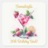ピンクかわいらし30歳の誕生日お祝い スクエアシール (正面)