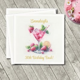 ピンクかわいらし30歳の誕生日お祝い スタンダードカクテルナプキン