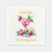 ピンクかわいらし30歳の誕生日お祝い スタンダードカクテルナプキン (正面)