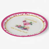 ピンクかわいらし30歳の誕生日お祝い ペーパープレート (アングル)