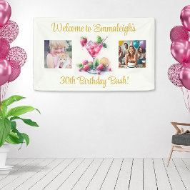ピンクかわいらし30歳の誕生日お祝い 横断幕