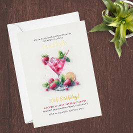 ピンクかわいらし30歳の誕生日お祝い 箔招待状