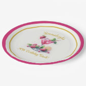 ピンクかわいらし30歳の誕生日の鮮やかお祝い ペーパープレート (アングル)