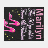 ピンクかわいらし50位誕生日毛布パーソナライズされた布 フリースブランケット (正面(横))