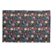 ピンクかわいらし&イエロースモールフローラブラックデザイン 枕カバー (裏面)