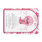 ピンクかわいらし&グリッター女性のカーボーイ誕生日招待状 マグネット (横)