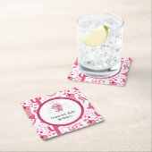 ピンクかわいらし&グリッター女性のカーボーイ誕生日 スクエアペーパーコースター (インサイチュ)