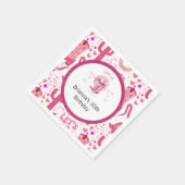 ピンクかわいらし&グリッター女性のカーボーイ誕生日 スタンダードカクテルナプキン (角)