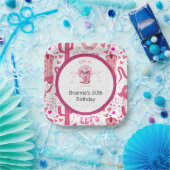 ピンクかわいらし&グリッター女性のカーボーイ誕生日 ペーパープレート (パーティー)