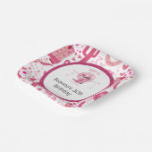 ピンクかわいらし&グリッター女性のカーボーイ誕生日 ペーパープレート (傾斜あり)