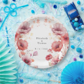 ピンクかわいらし、ピーチの毛羽立ち、水彩 ペーパープレート (パーティー)