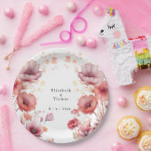 ピンクかわいらし、ピーチの毛羽立ち、水彩 ペーパープレート (パーティー)