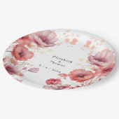 ピンクかわいらし、ピーチの毛羽立ち、水彩 ペーパープレート (アングル)