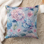 ピンクかわいらし&ブルーアジサイフローラ開花 クッション (ブランケット)