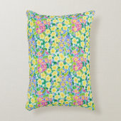 ピンクかわいらし、ブルー、イエロープリムローズアクセントピロー アクセントクッション (正面(垂直))