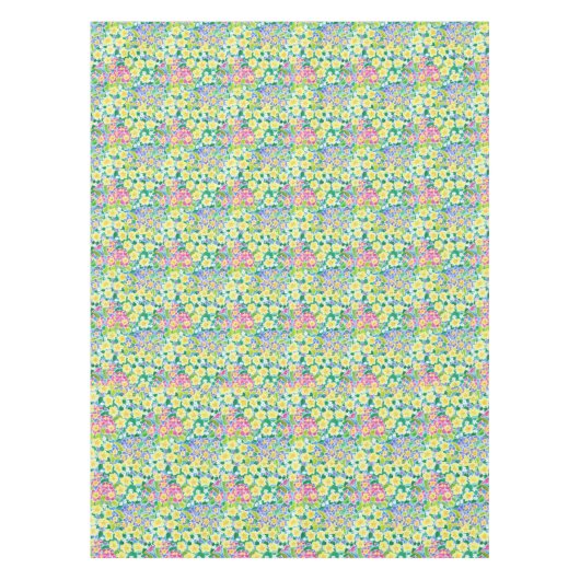 ピンクかわいらし、ブルー、イエロープリムローズテーブルクロス テーブルクロス (正面)