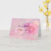 ピンクかわいらし&ホワイトカーネーション写真誕生日 カード (黄色い花)