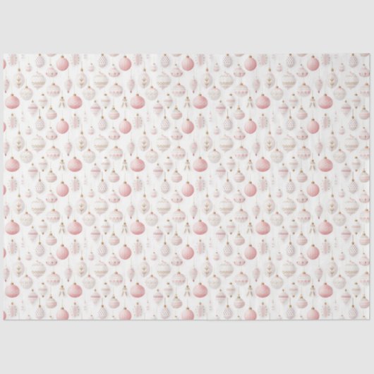 ピンクかわいらし&ホワイトクリスマスオーナメントクリスマス 薄葉紙 (正面)