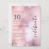 ピンクかわいらし《写真》ぼけ味30歳の誕生日パーティー 招待状 (正面)