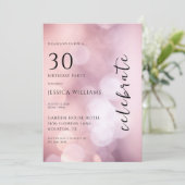 ピンクかわいらし《写真》ぼけ味30歳の誕生日パーティー 招待状 (スタンド正面)
