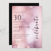 ピンクかわいらし《写真》ぼけ味30歳の誕生日パーティー 招待状 (正面/裏面)