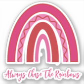 ピンクかわいらし「常に虹を追う」ビニール シール (正面)