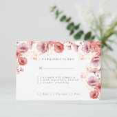 ピンクかわいらし、桃の毛羽立ち、水色結婚の 出欠カード (スタンド正面)