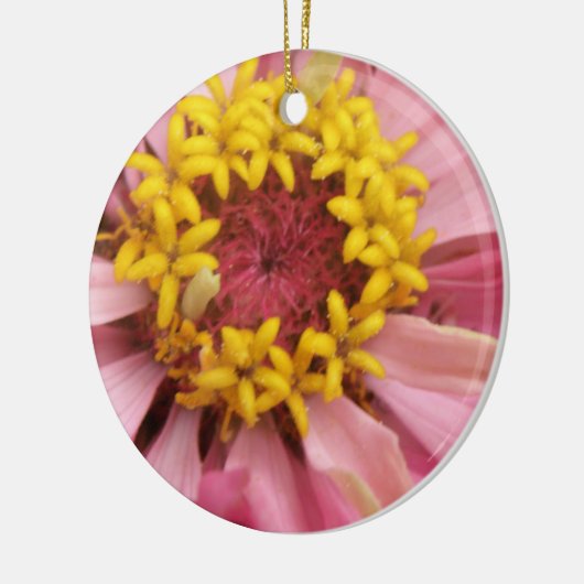 ピンクかわいらし《植物》百日草カスタム誕生日 セラミックオーナメント (左)