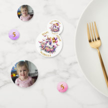 ピンクかわいらし、紫、金ゴールドユニコーン誕生日