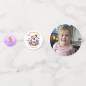 ピンクかわいらし、紫、金ゴールドユニコーン誕生日 コンフェッティ (裏面)