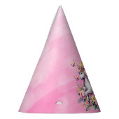 ピンクかわいらし、紫、金ゴールドユニコーン誕生日 パーティーハット (左)