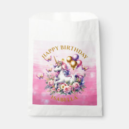 ピンクかわいらし、紫、金ゴールドユニコーン誕生日 フェイバーバッグ