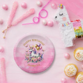 ピンクかわいらし、紫、金ゴールドユニコーン誕生日 ペーパープレート (パーティー)