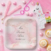 ピンクかわいらし+金ゴールドキンセアニラミクインスアニョス ペーパープレート (パーティー)