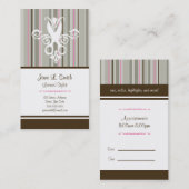 ピンクかブラウンのストライプなはさみ 予約カード (正面/裏面)