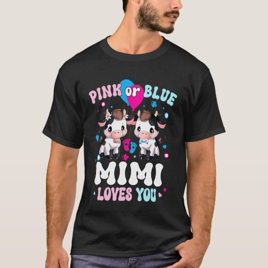 ピンクかブルか ミミが大好きカウジェンダーお披露目ベビー Tシャツ (正面)